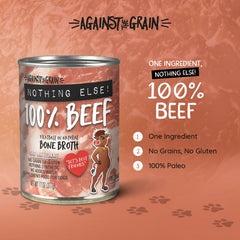 Evanger's beef dog food in a bowl ready to serve as a topper.