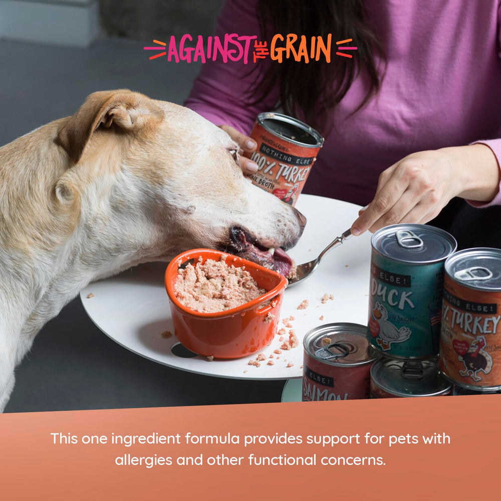 Evanger's natural broth visible highlights moisture and flavor in the meal.