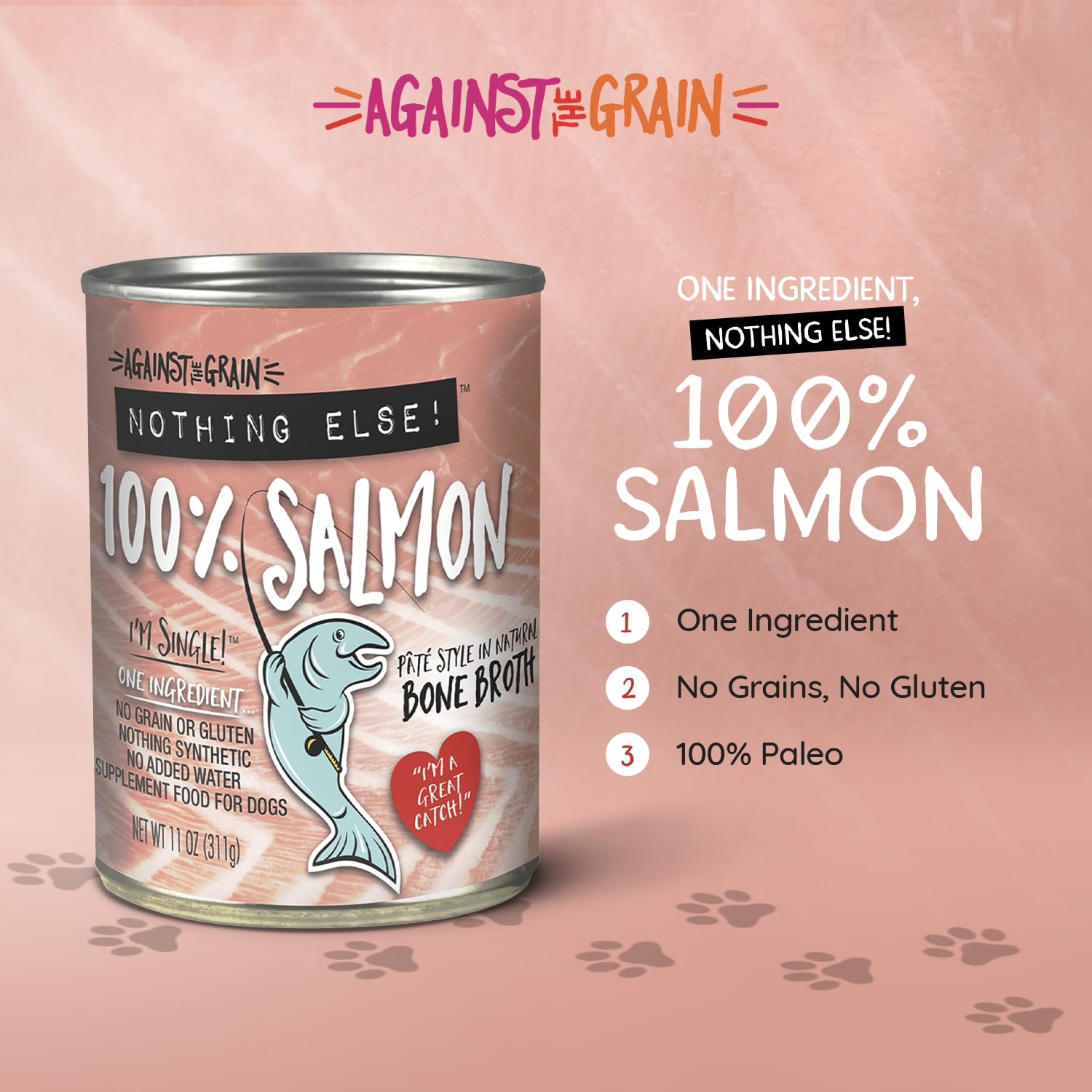 Evanger's salmon meatball texture in broth enhances palatability for dogs
