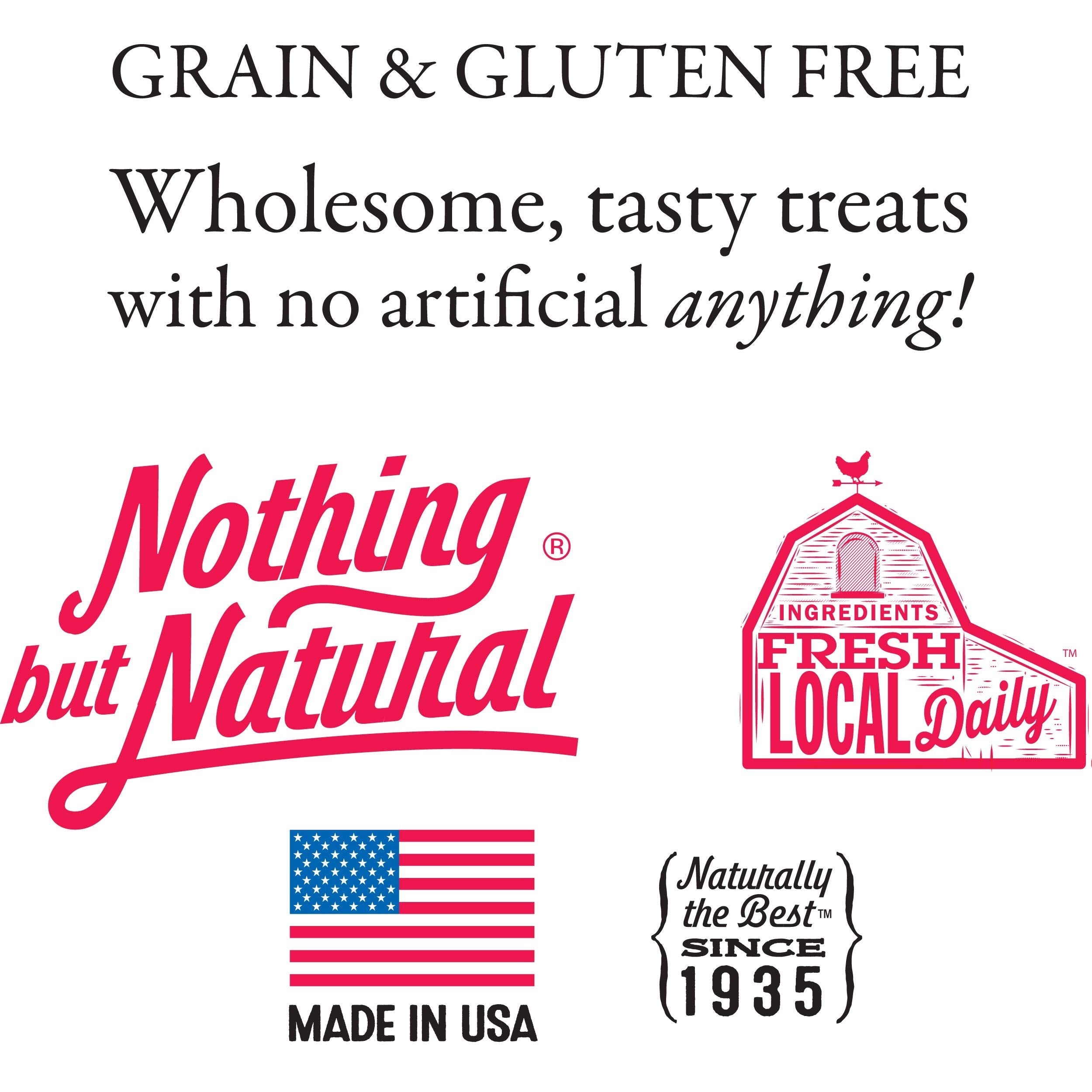 USA-made badge on Evanger's Complements Rabbit spotlights domestic production.