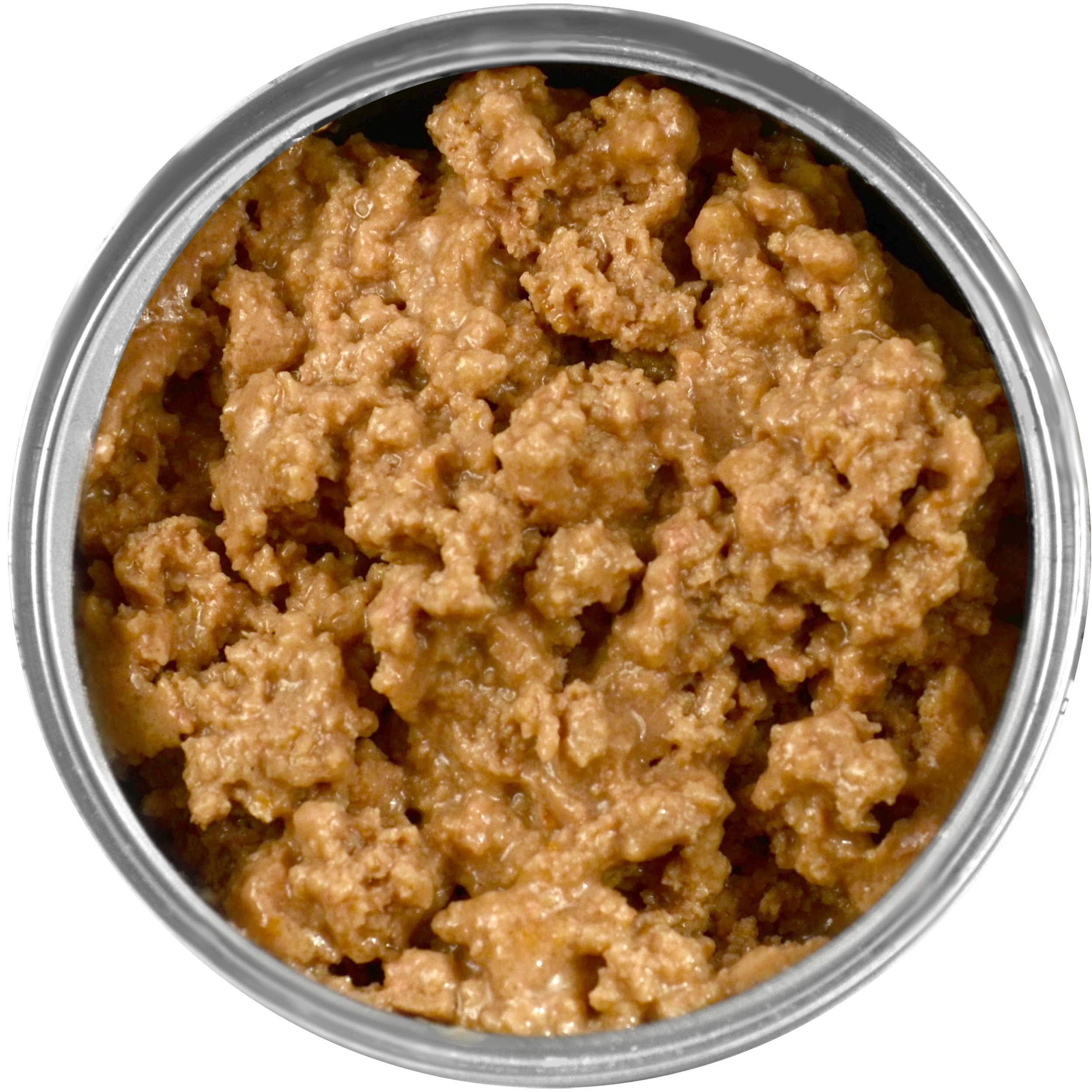 Close-up of Evanger's grain-free pork label emphasizing grain-free and single-protein features.