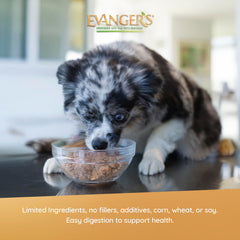Evanger's Heritage chicken meat close-up highlighting simple, meat-based nutrition for sensitive pets