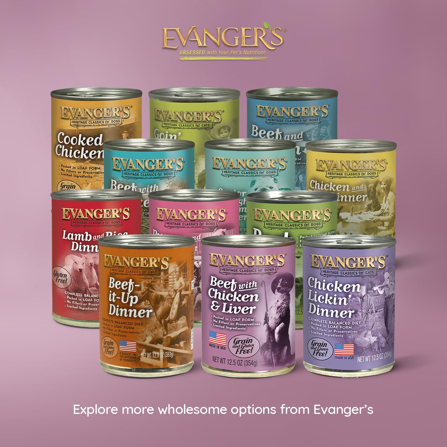 Balanced Evanger's Heritage Classic nutrition crafted in the USA for daily meals