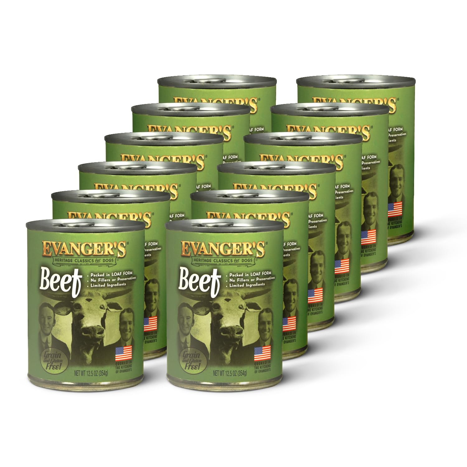 Evanger's Heritage Classic Beef loaf texture in the can, easy to portion.