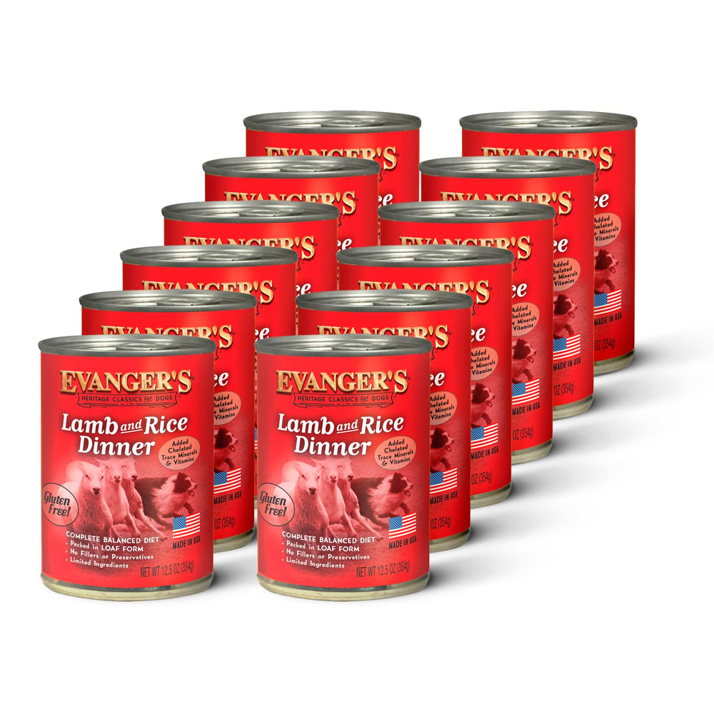 Evanger's Heritage Classic Lamb & Rice Dinner can, premium ingredients and balanced nutrition.