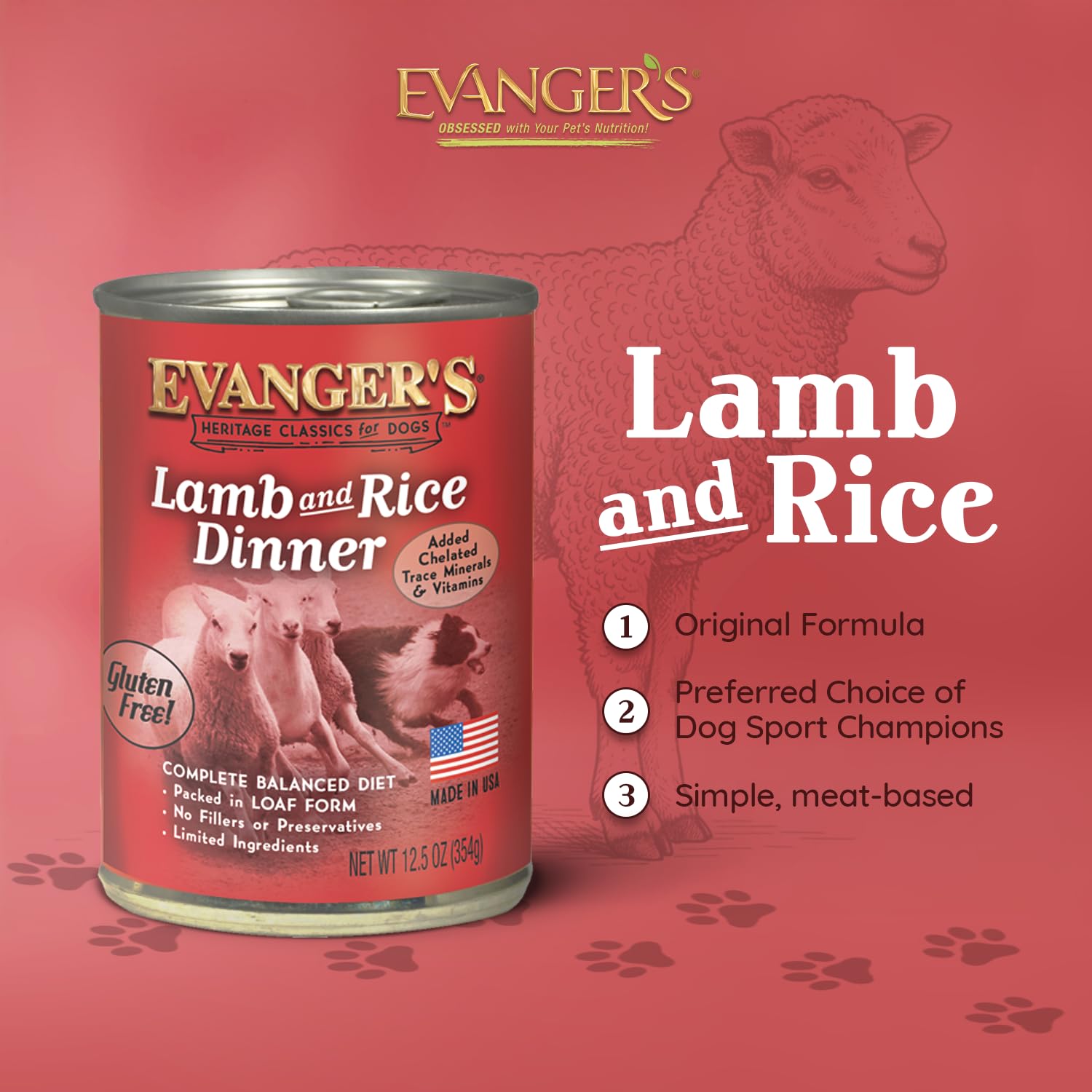 Serving bowl of Evanger's Heritage Classic Lamb & Rice Dinner, appealing texture at mealtime.