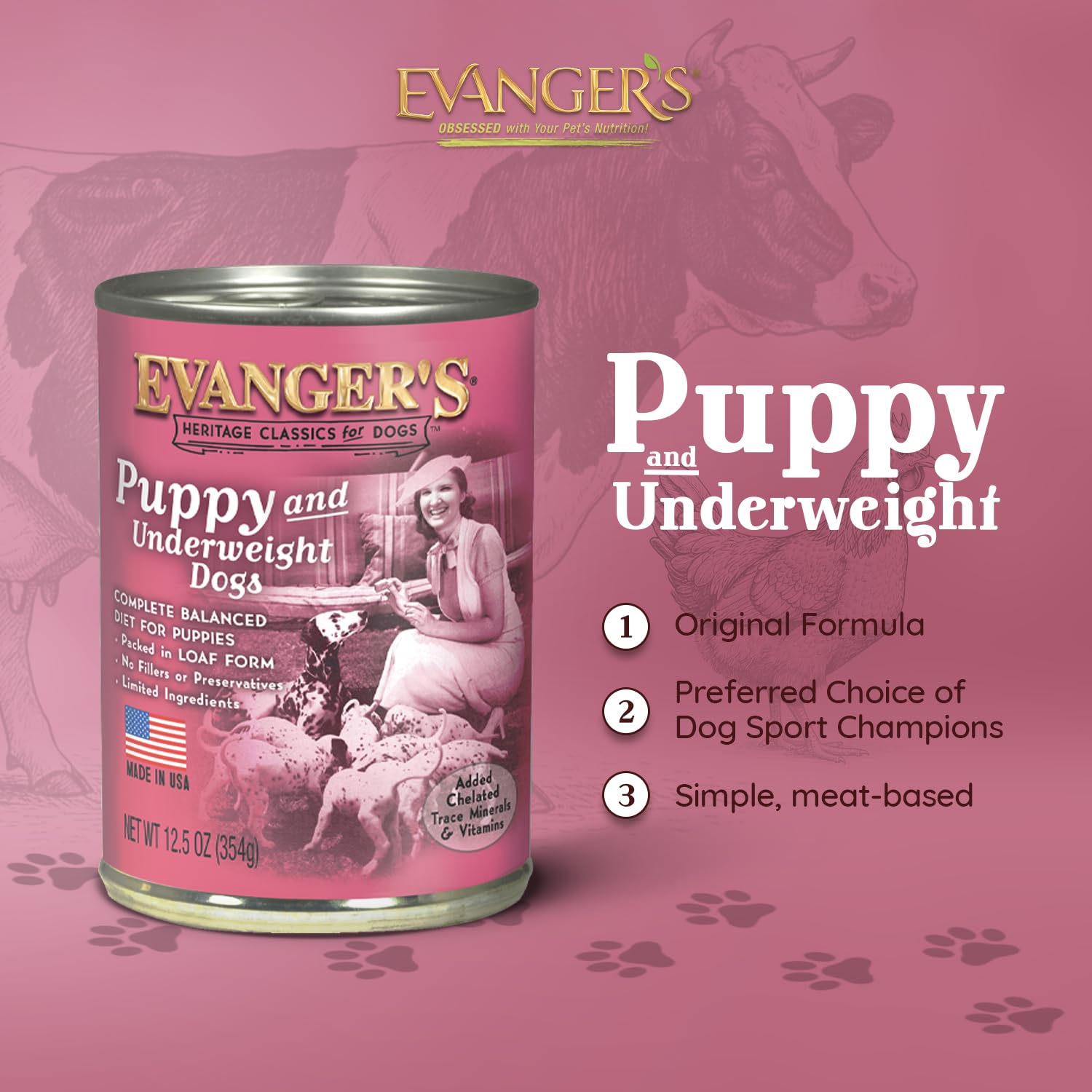 Close-up of Evanger's puppy chicken loaf texture, easy to portion for training or meals.