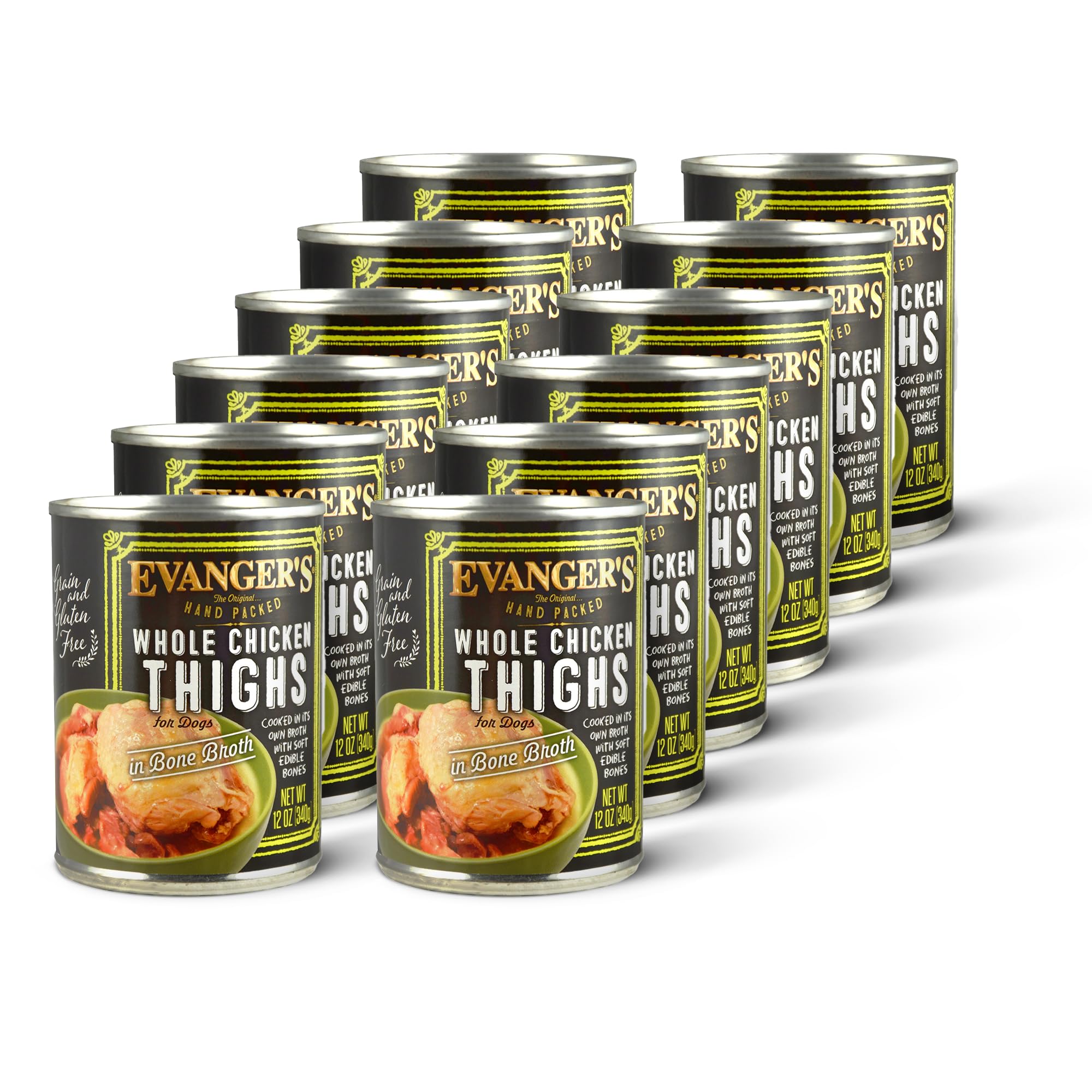 Evanger's Heritage Classics hand-packed chicken thighs in bone broth for moisture and flavor.