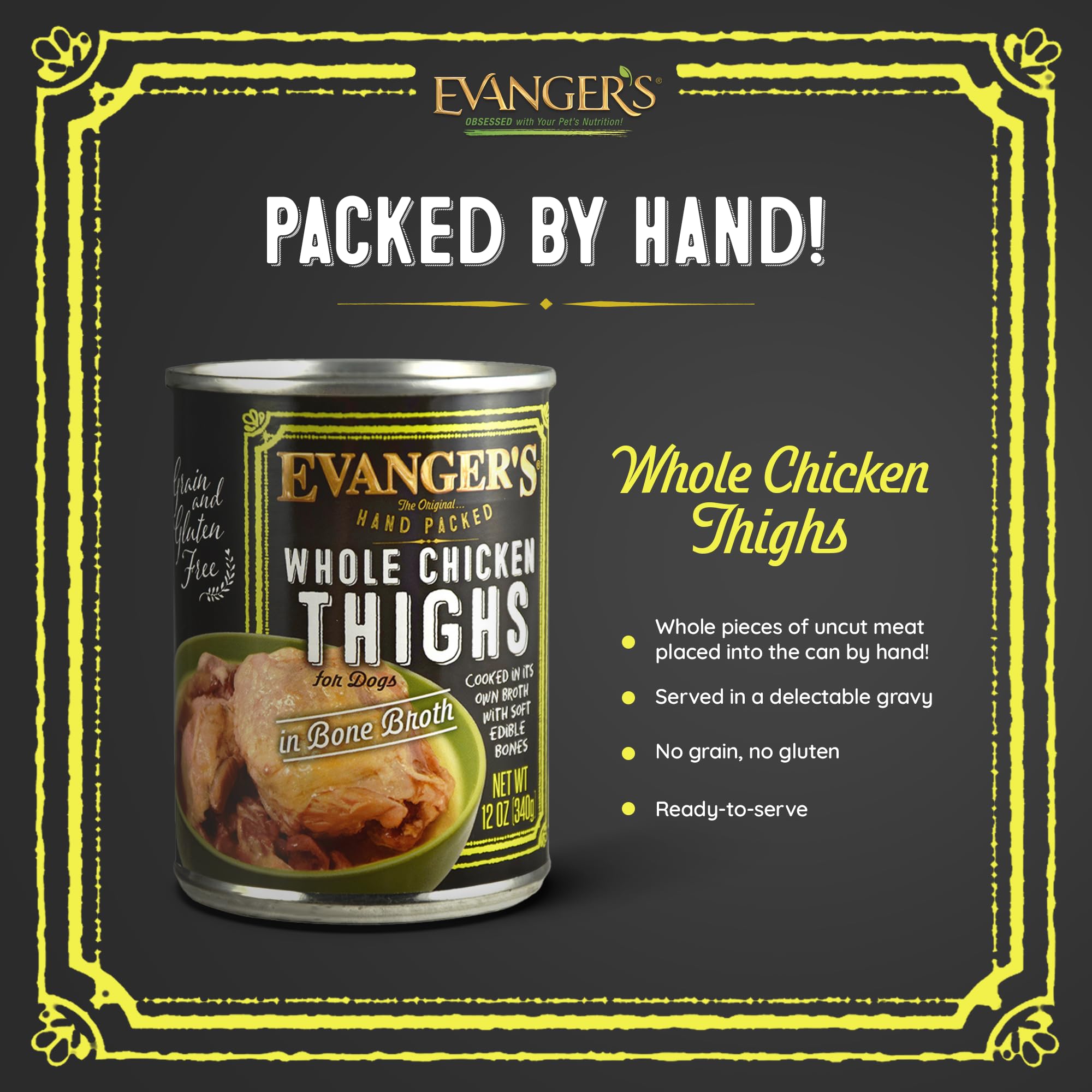 Evanger's Heritage Classics single-source chicken provides simple, digestible protein for mealtime variety.