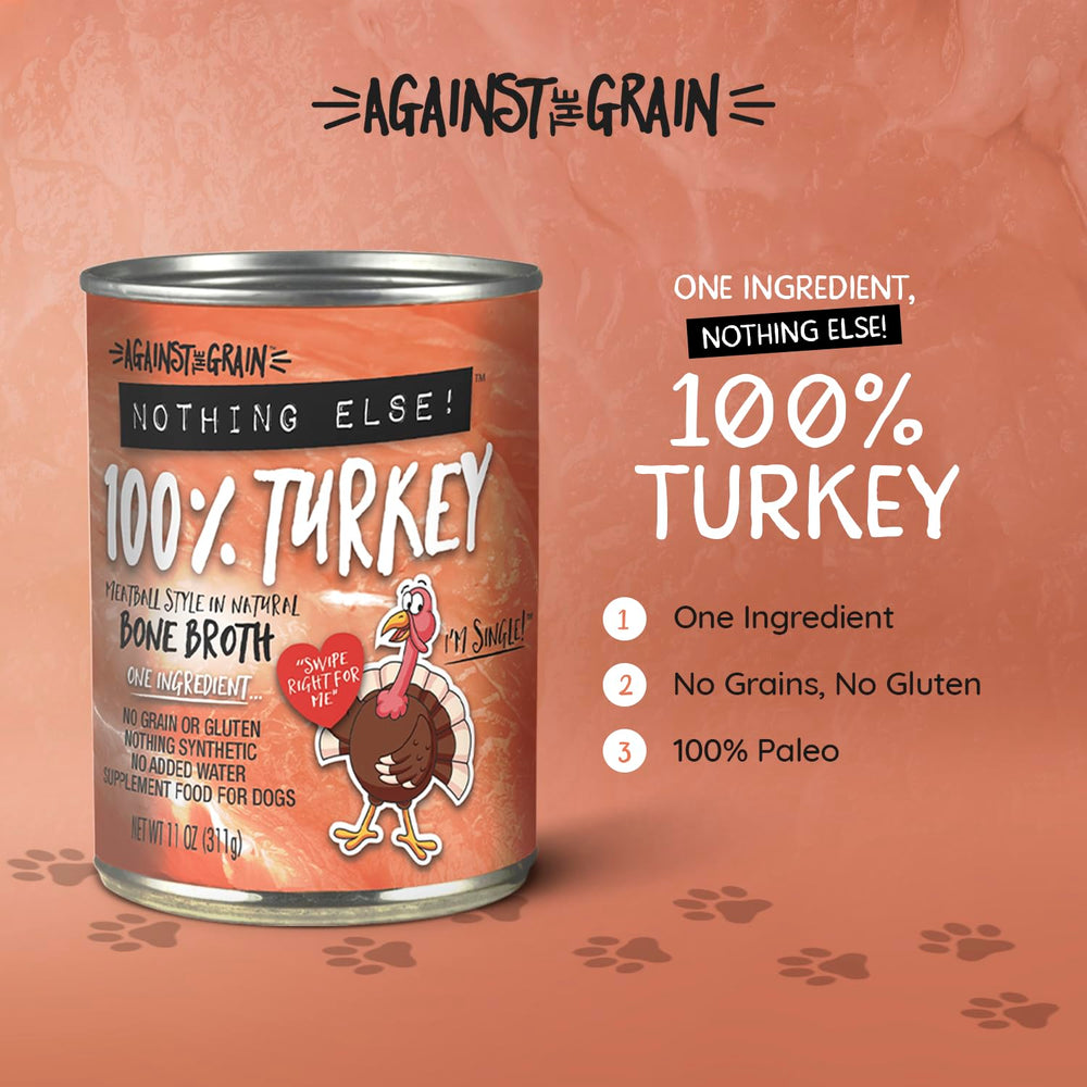 Evanger's Nothing Else turkey ingredients closeup highlights grain-free formula