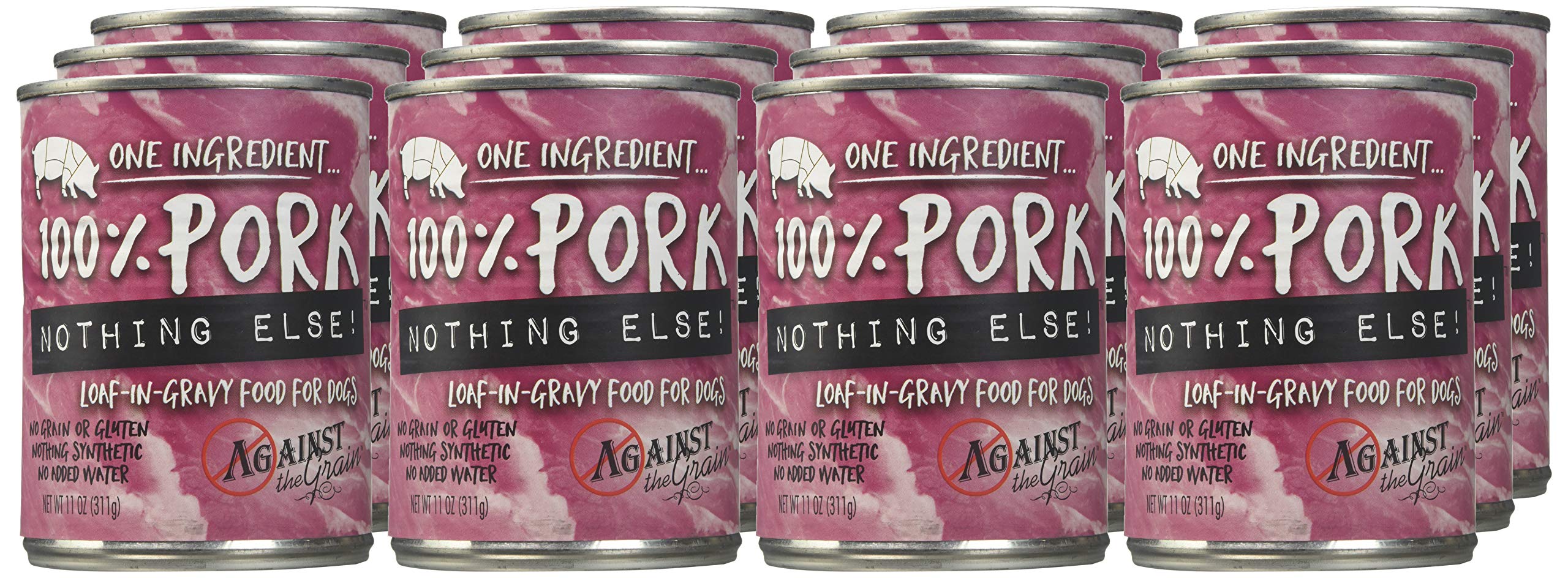 Evanger's pork loaf served in a bowl—easy mixing with dry kibble.