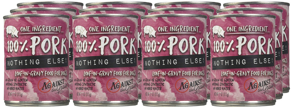 Evanger's pork loaf served in a bowl—easy mixing with dry kibble.