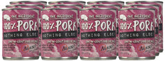 Evanger's pork loaf served in a bowl—easy mixing with dry kibble.