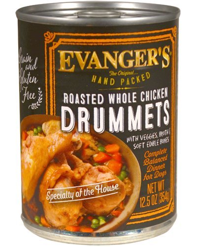 Evanger s Roasted Chicken Drumette canned dog food can, protein rich and convenient for daily meals