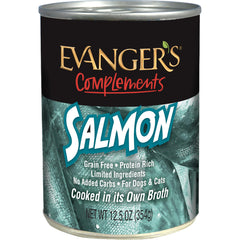 Evanger's Salmon Complements can-open show grain-free protein for sensitive pets