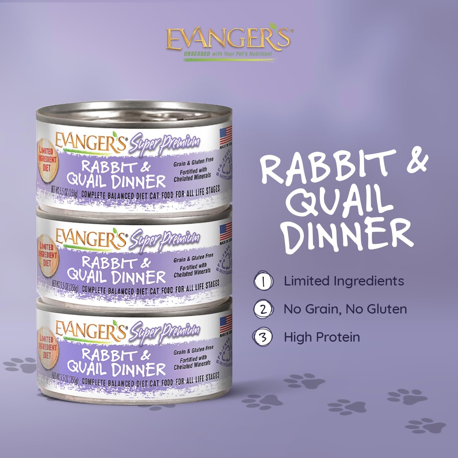Evanger's rabbit-quail loaf image highlights pâté texture for picky eaters