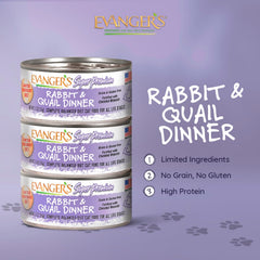 Evanger's rabbit-quail loaf image highlights pâté texture for picky eaters
