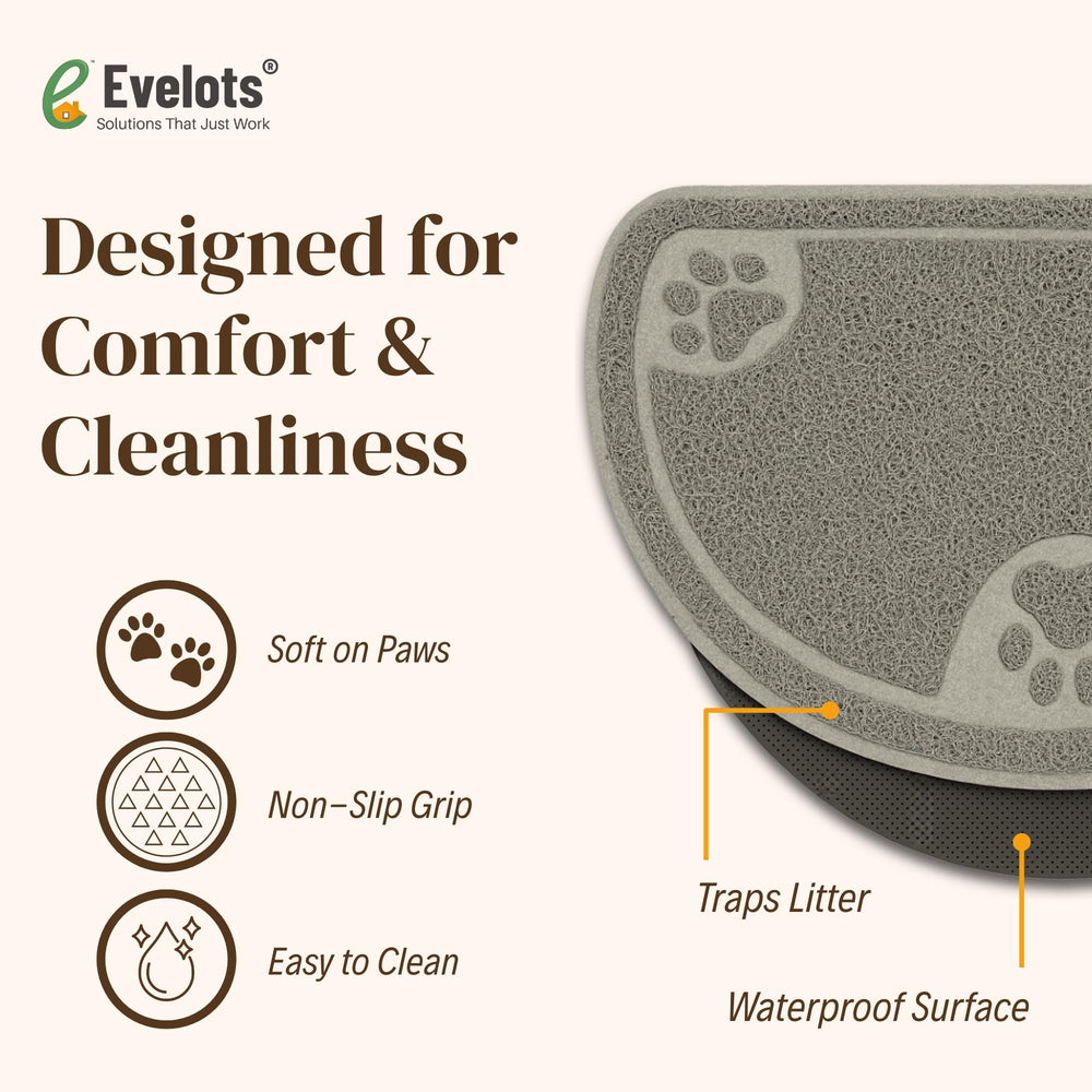 Evelots Cat Litter Mat features non-slip backing to stay put and protect floors.