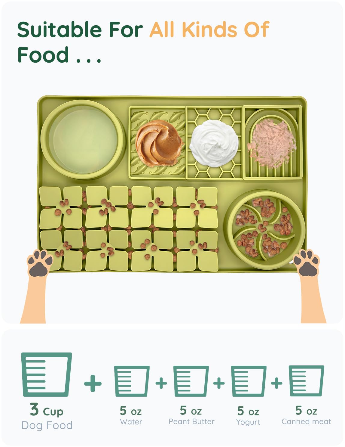 Evenco interactive sniff mat in green supports calming, entertaining mealtime