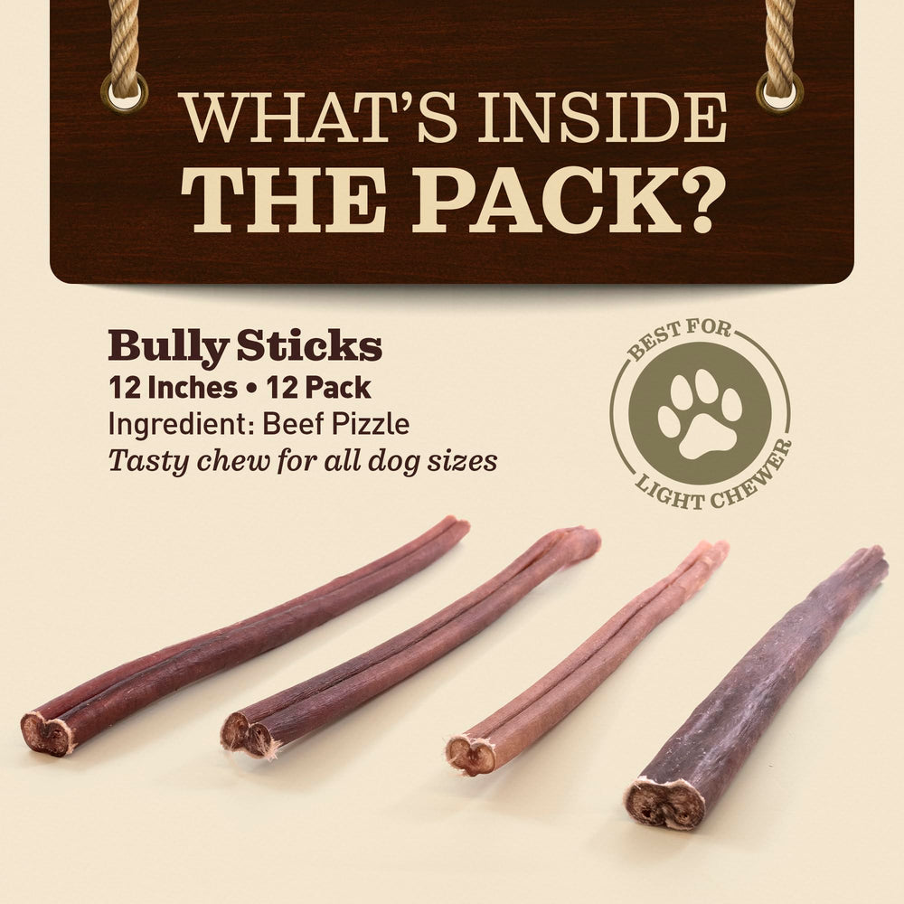 EVER FARM 12-inch bully stick ideal for medium to large dogs and dental enjoyment