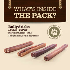 EVER FARM 25-pack bully sticks displayed for value and steady dog entertainment.