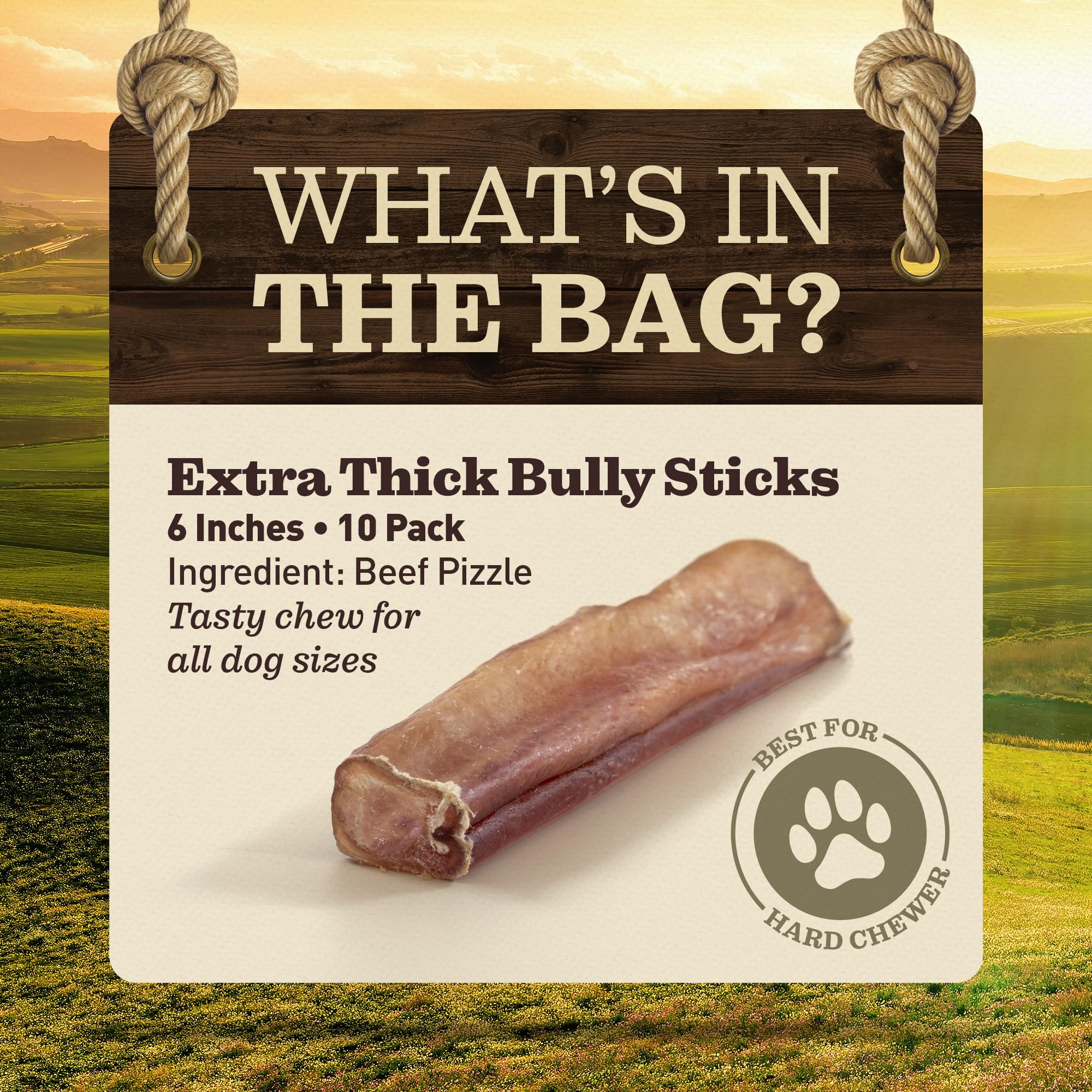 EVER FARM 6-inch jumbo bully stick for large dogs durable chew time