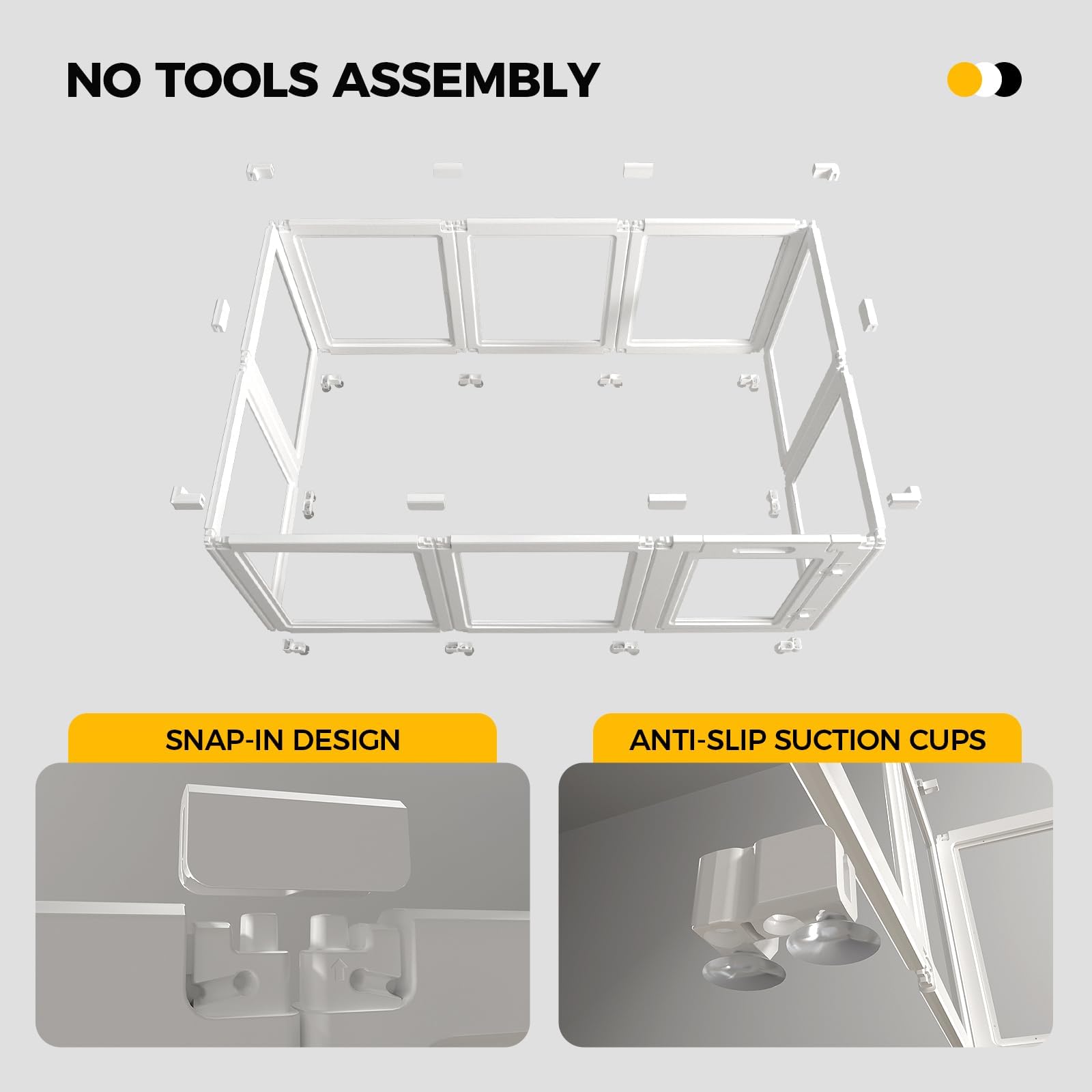 Clear acrylic surface of Everfront playpen is rust-free and easy to wipe clean.