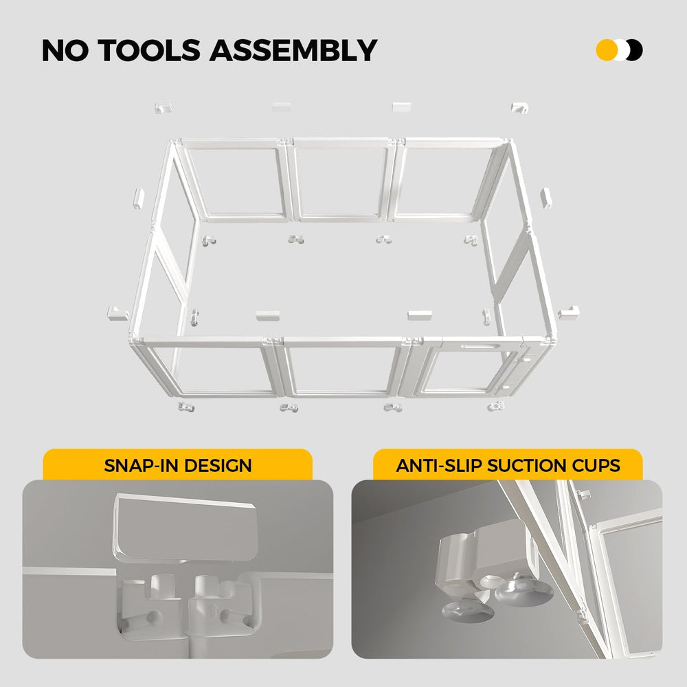 Clear acrylic surface of Everfront playpen is rust-free and easy to wipe clean.