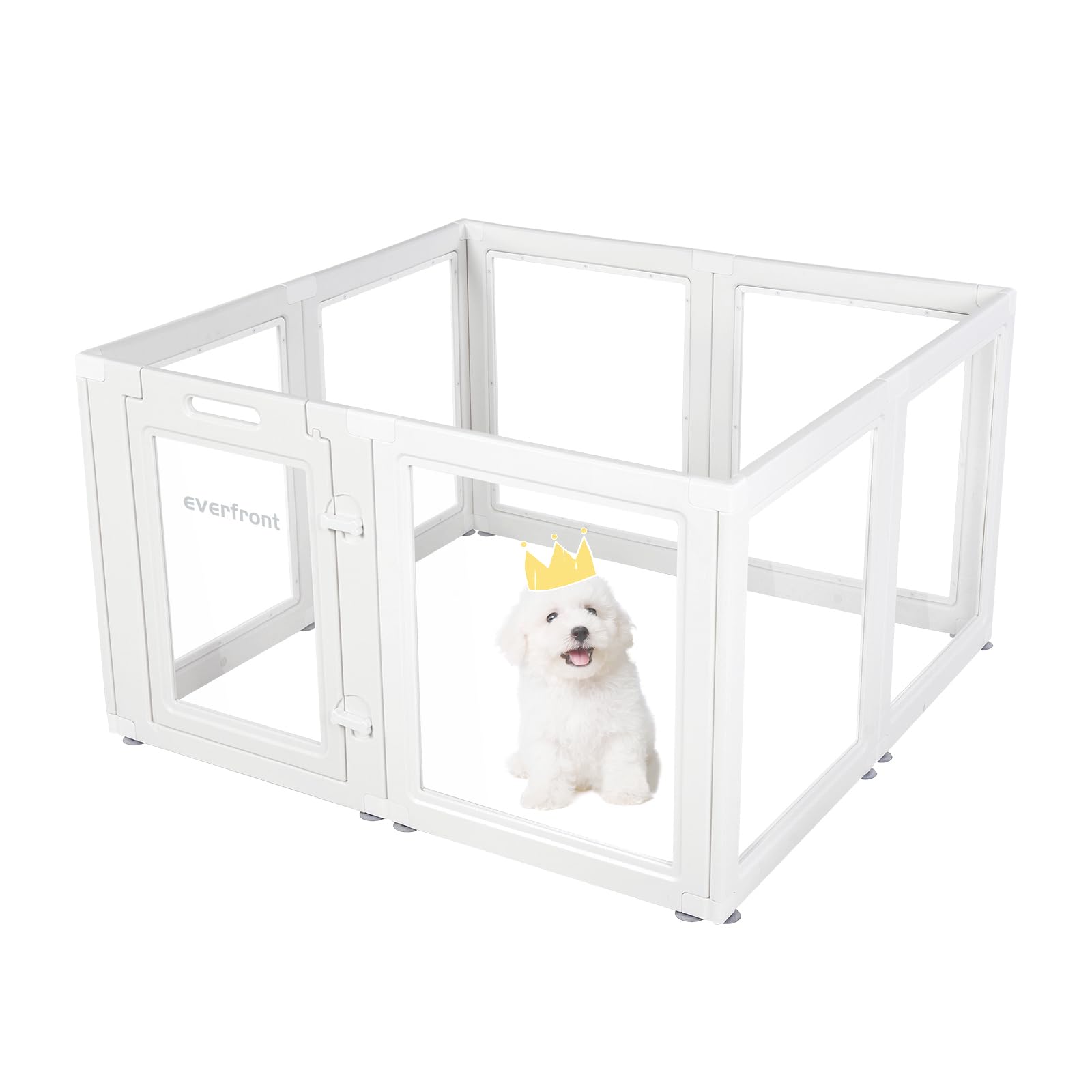 Everfront Clear View Dog Playpen shows transparent panels for calmer, easier supervision.