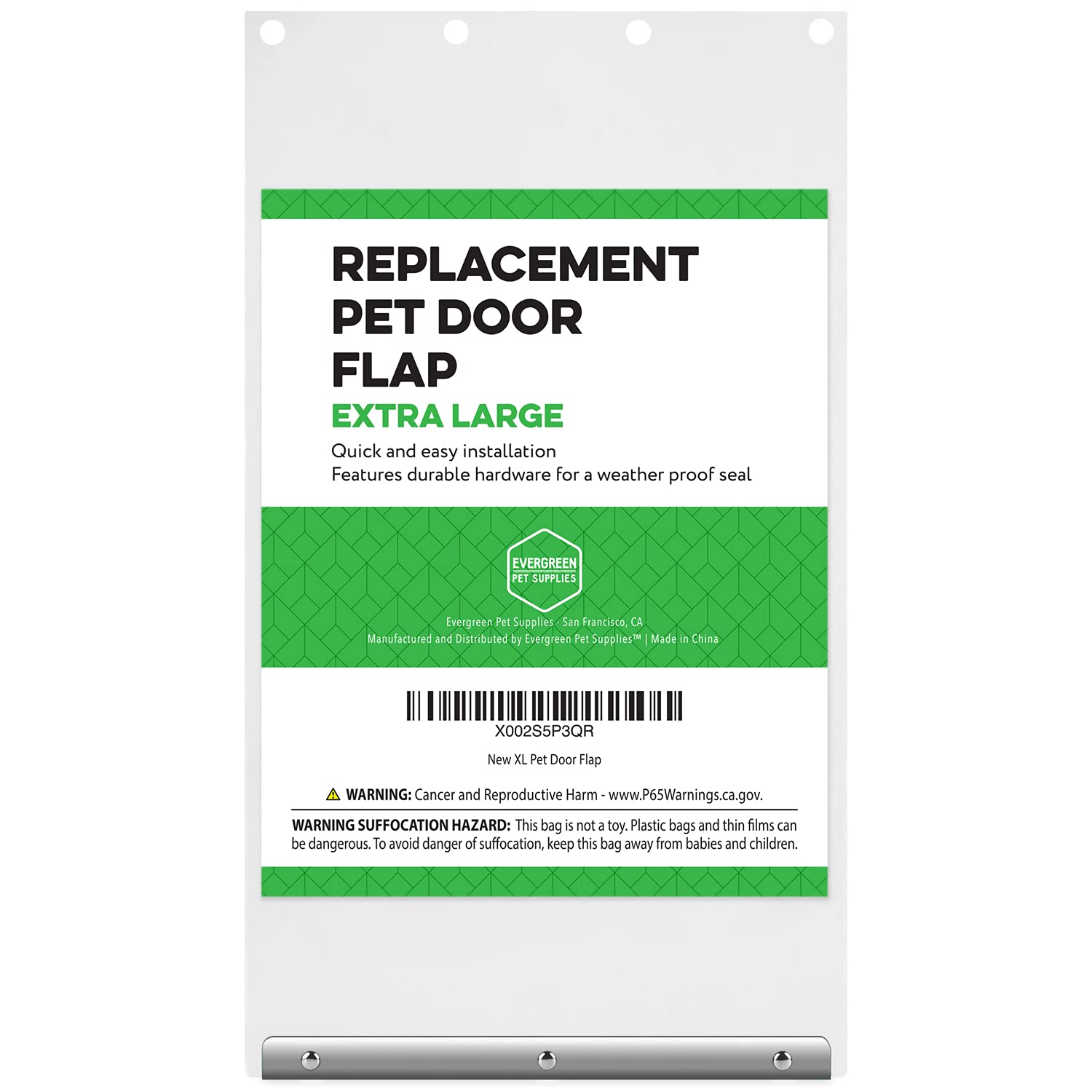 Evergreen dog door flap 975x170 white fits standard openings.