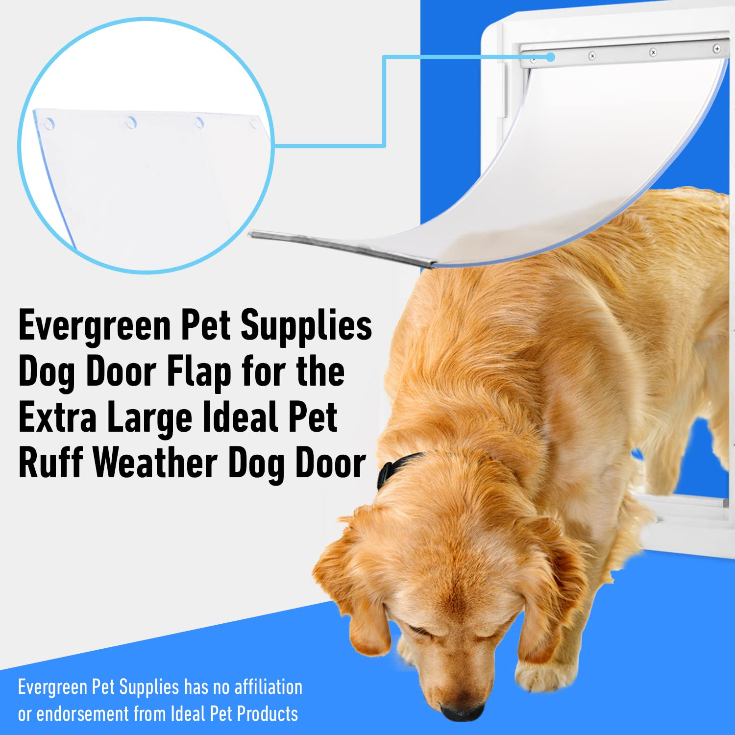 Evergreen dog door flap bottom metal strip adds durability for frequent use.