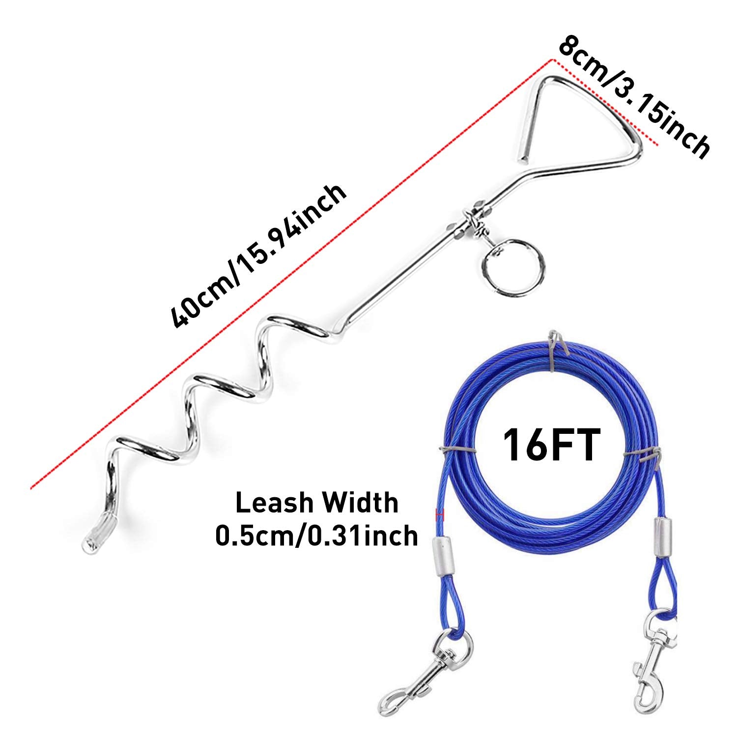 Evilplan rotating clamp on dog tie-out cable ensures secure, tangle-free connection.