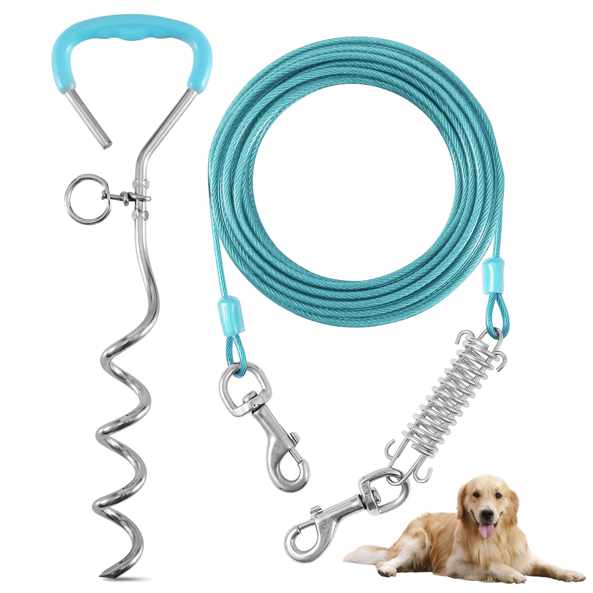 Evilplan dog tie-out cable 10ft with stake keeps pets safely contained outdoors.
