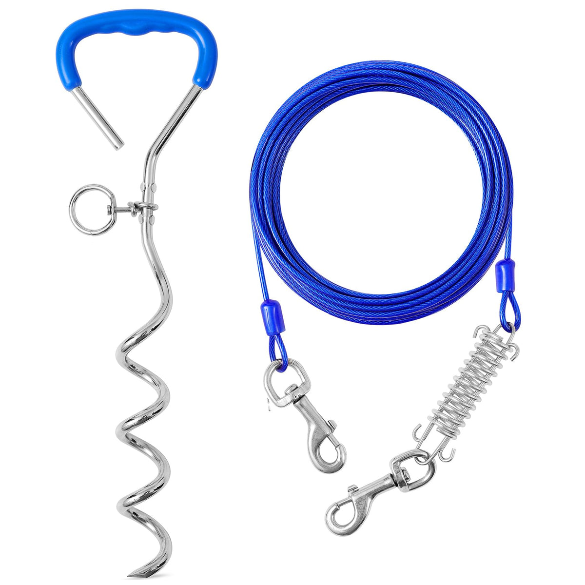 Evilplan dog tie-out cable, 10ft, enabling safe outdoor roaming.