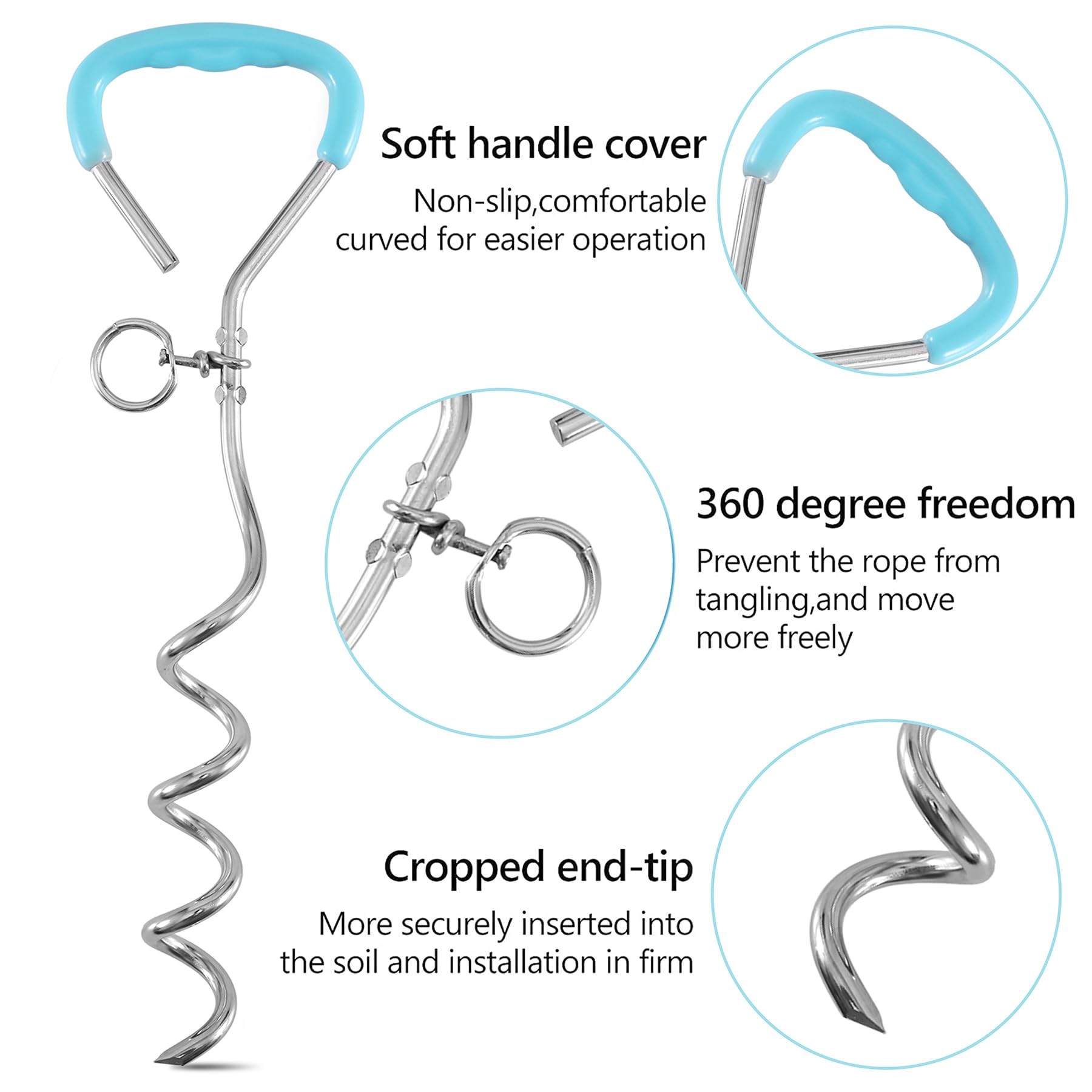 Evilplan teal handle and screw-base provide easy ground setup.