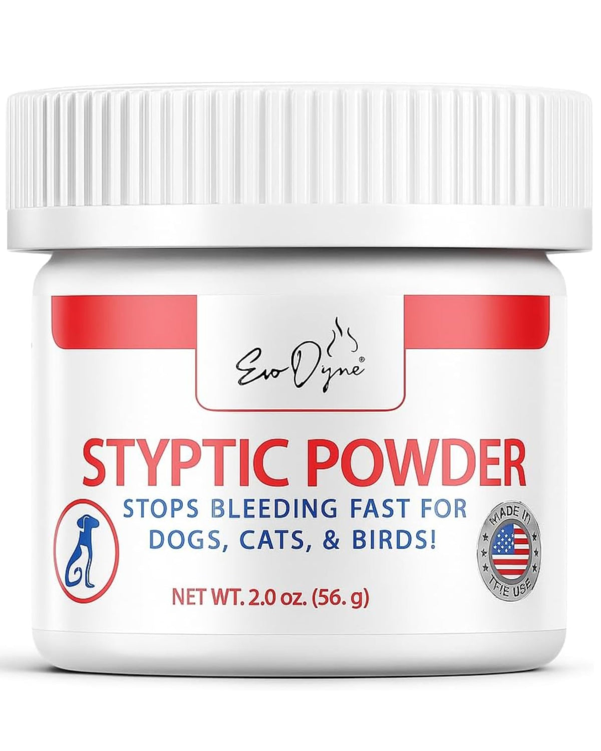 Evo Dyne Styptic Powder dog nail-application stops bleeding quickly during trimming.