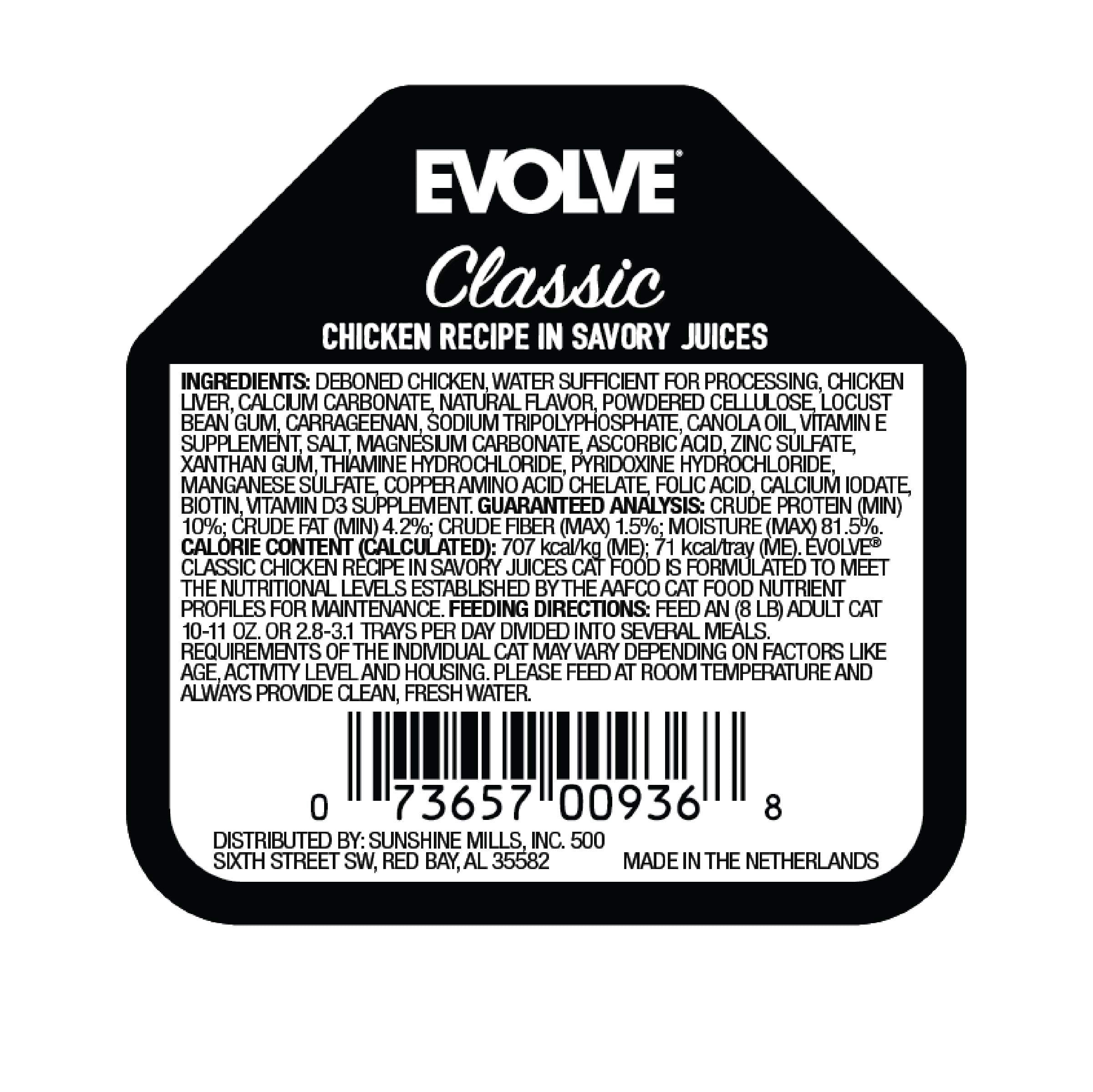 Evolve serving bowl scene shows convenient standalone meal option for cats.