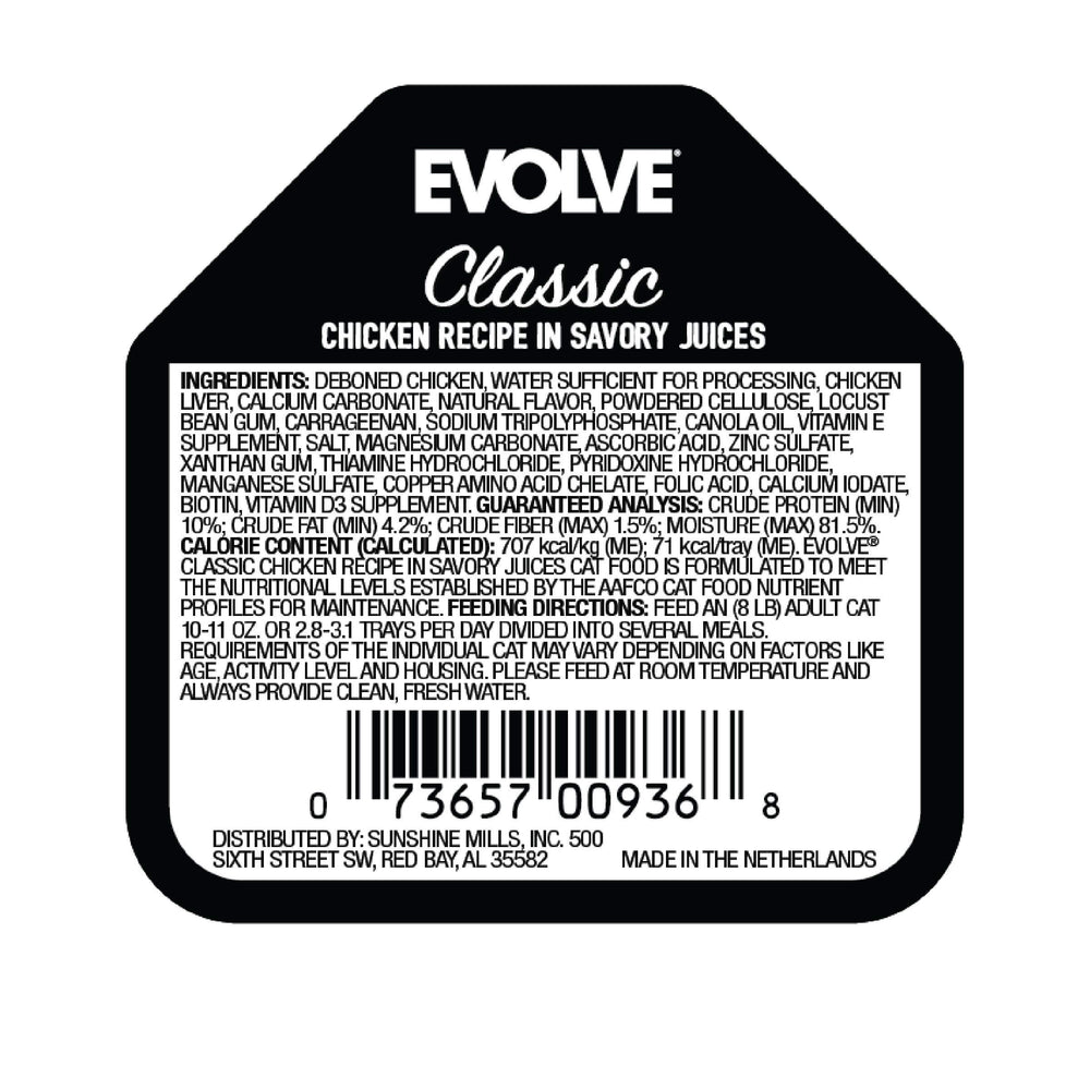 Evolve serving bowl scene shows convenient standalone meal option for cats.