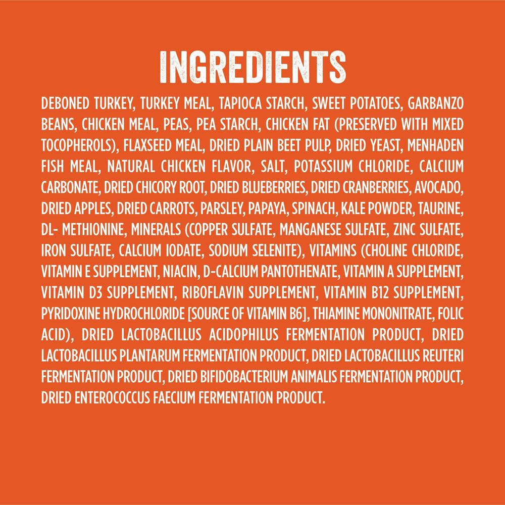 Nutrition label emphasising balanced vitamins and minerals.