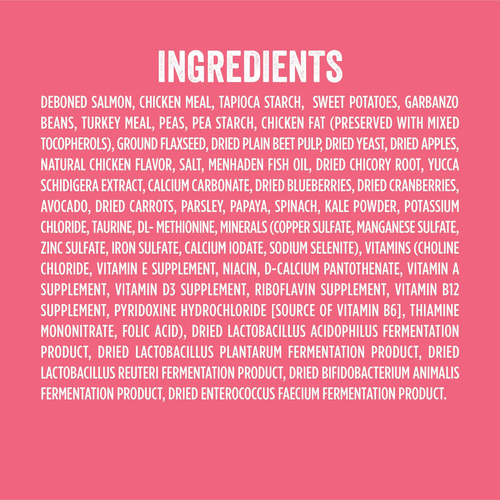 Label highlighting prebiotics and probiotics for digestion support.