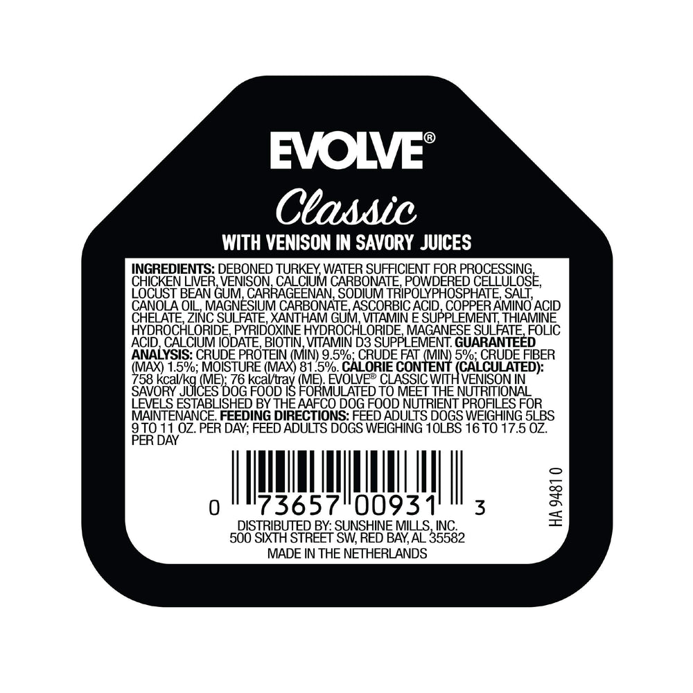 Evolve Venison Recipe dog food served in a bowl—tempting texture for mealtime