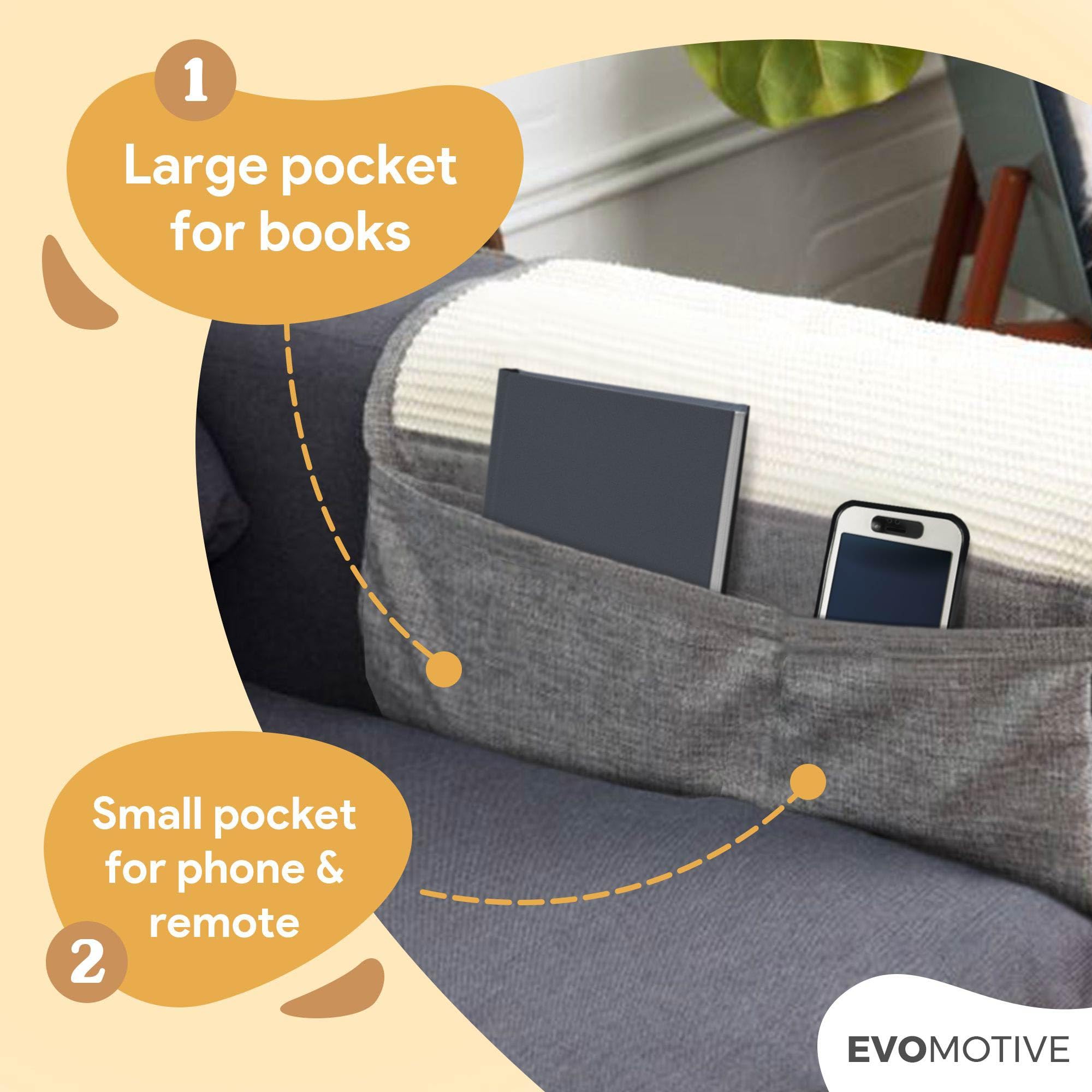 EVOMOTIVE Cat Couch Protector coverage and measurements; larger size fits most couches.