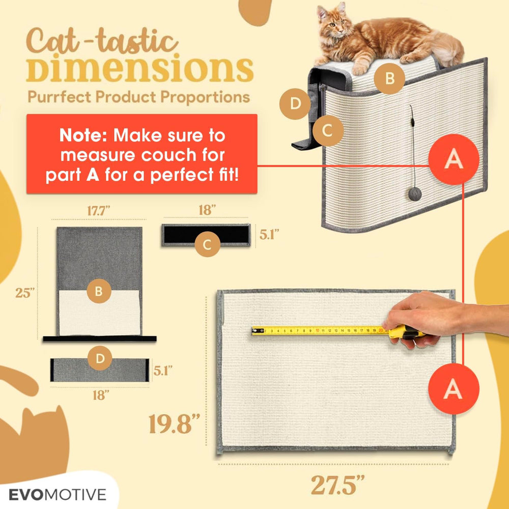EVOMOTIVE Cat Couch Protector on sofa; keeps furniture safe while cats scratch and relax.