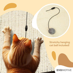 EVOMOTIVE Cat Couch Protector playing balls; built-in toys boost playtime without couch damage.