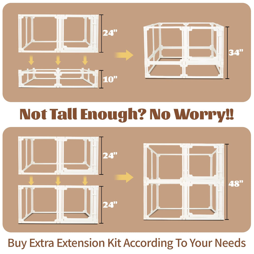 EVOTAILS FlexiSpace height extensions expand the play area as your puppy grows.