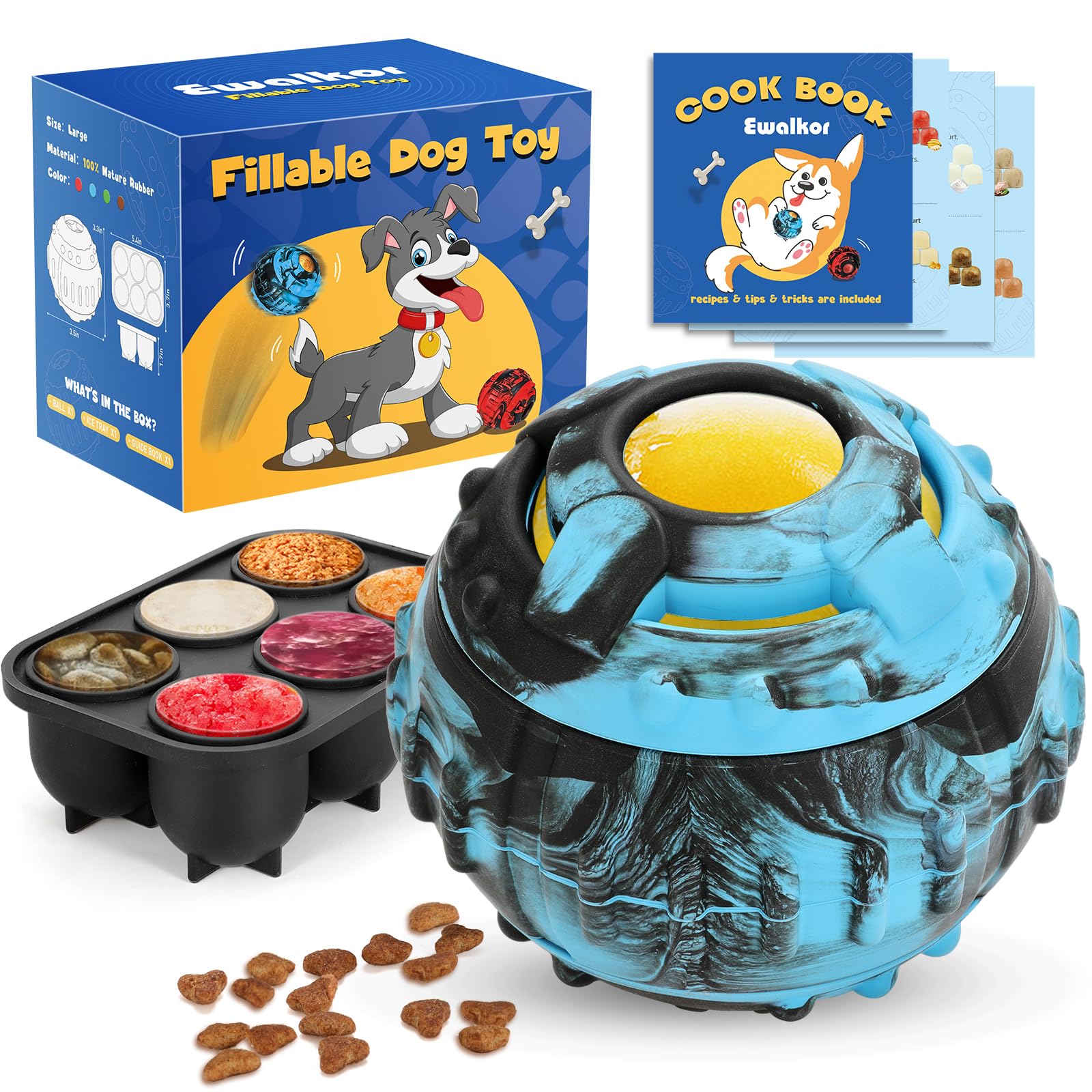 Ewalkor 4-in-1 toy with frozen treats engaging the dog's curiosity for mental play