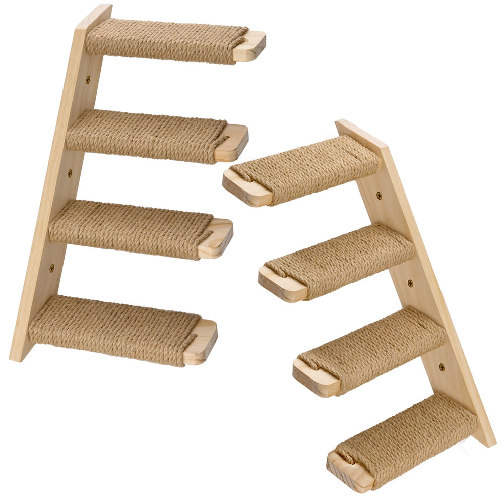 Ewenono 2-pack 4Steps cat stairs with sisal rope right view for climbing