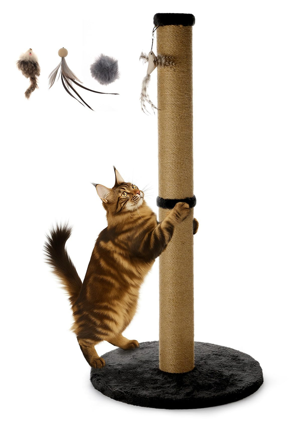 Ewenono 34-inch cat scratching post with sisal for healthy scratching and stretching.