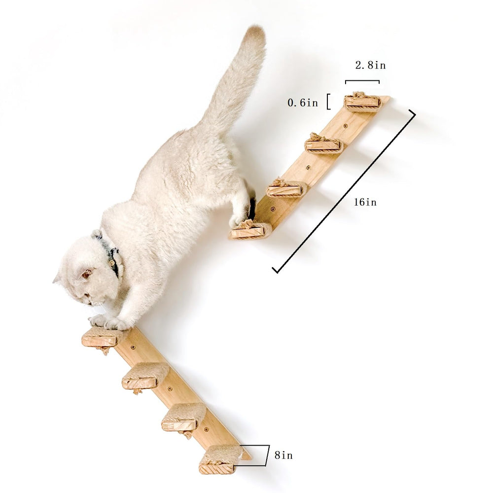 Ewenono cat stair close-up wood surface showing durable pine and natural finish