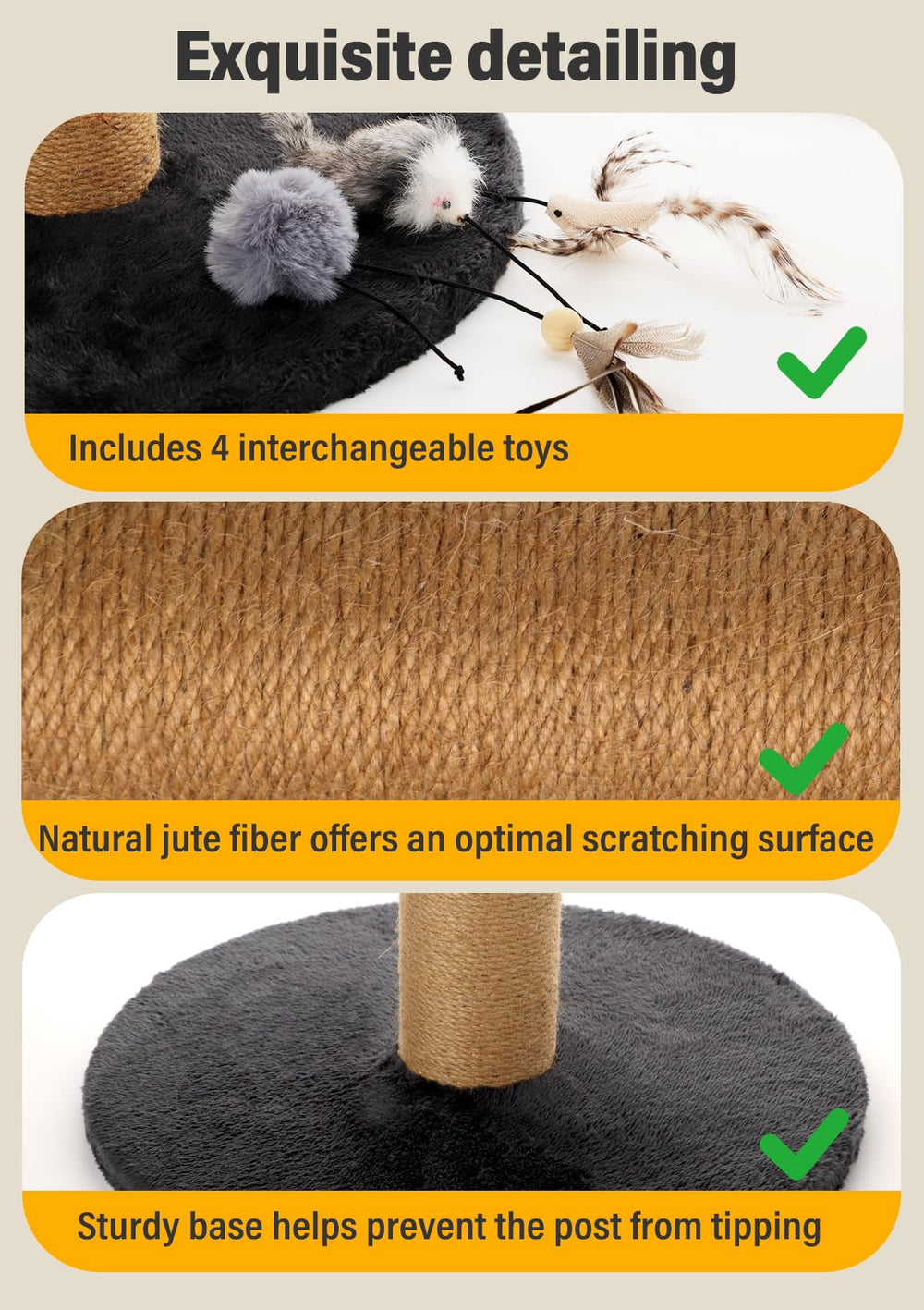 Ewenono tightly wound natural sisal rope delivers satisfying texture and longer-lasting wear.
